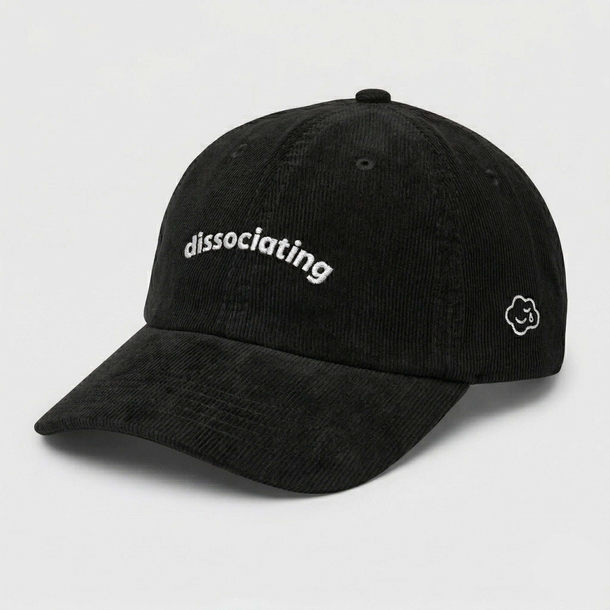 dissociating corduroy hat.