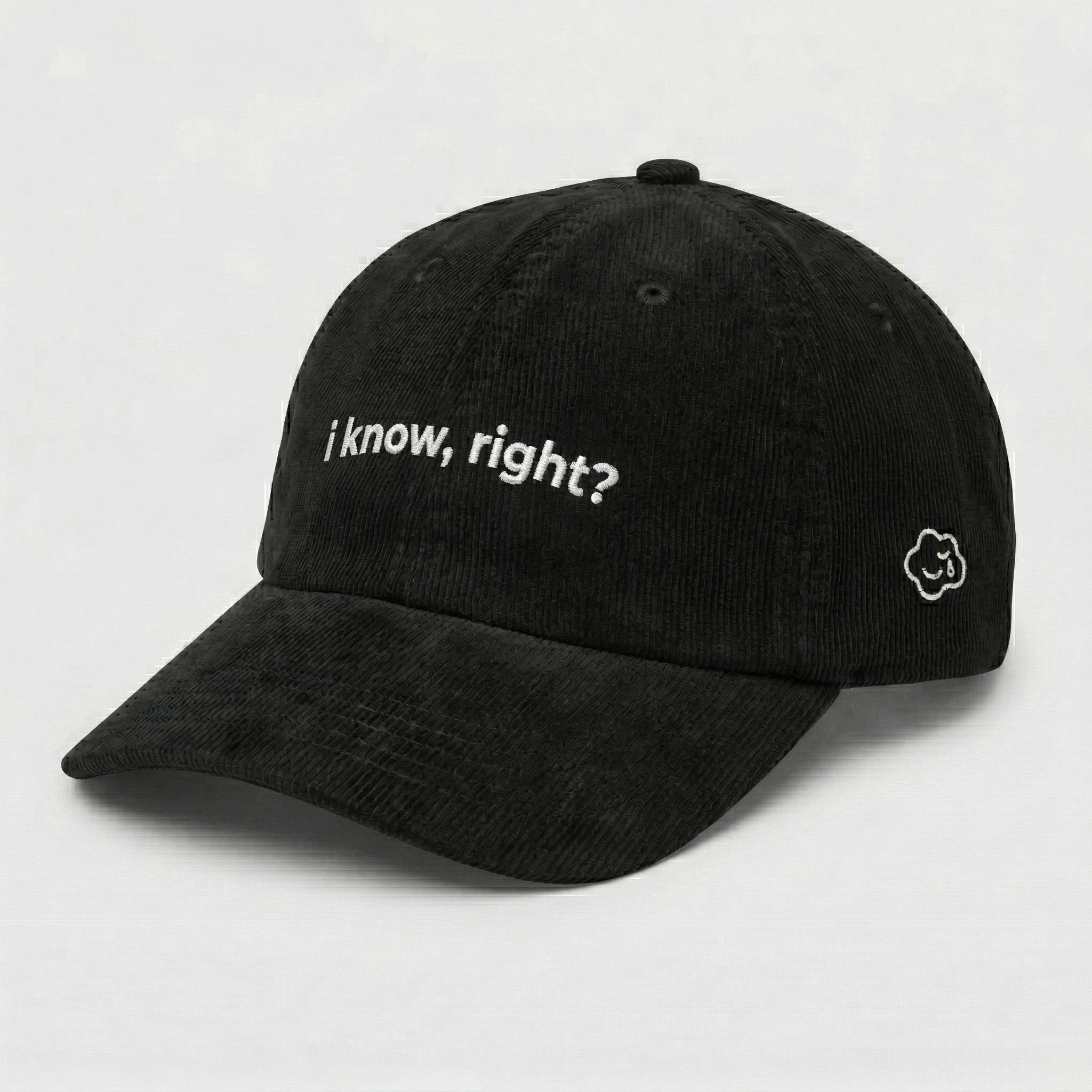 i know, right? corduroy hat.