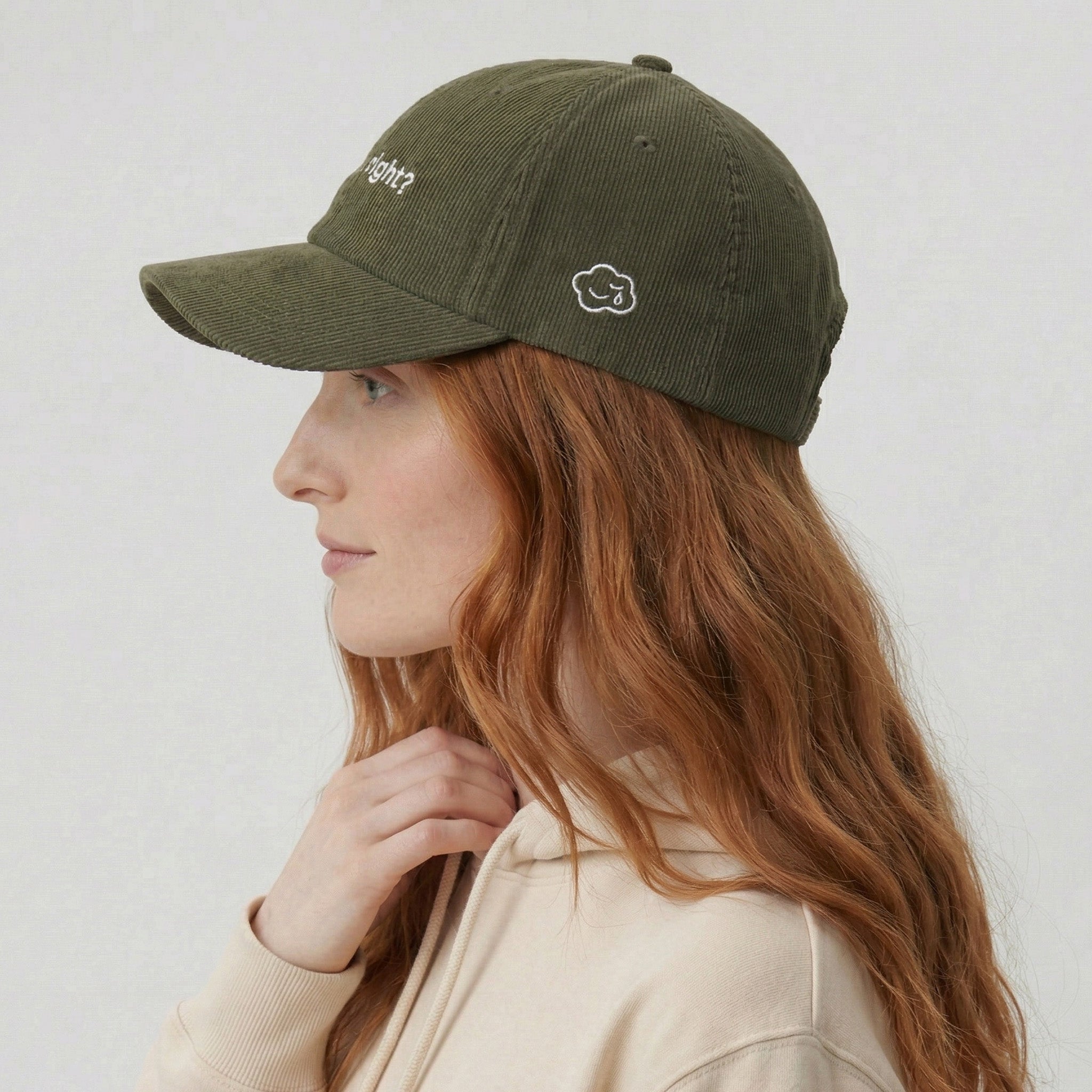 i know, right? corduroy hat.