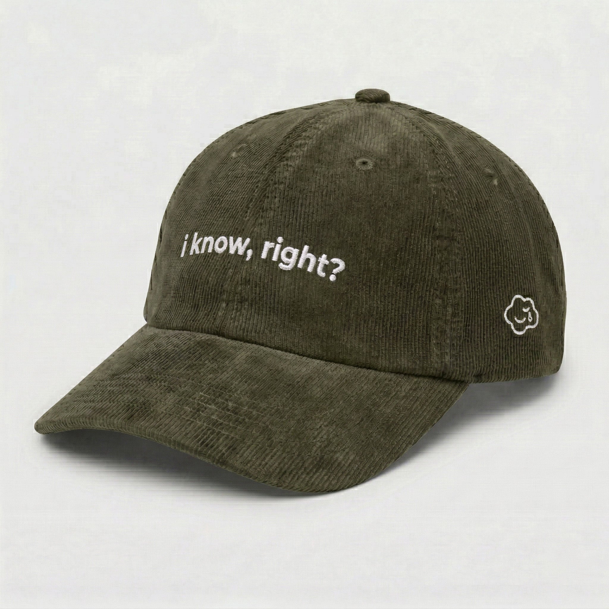 i know, right? corduroy hat.