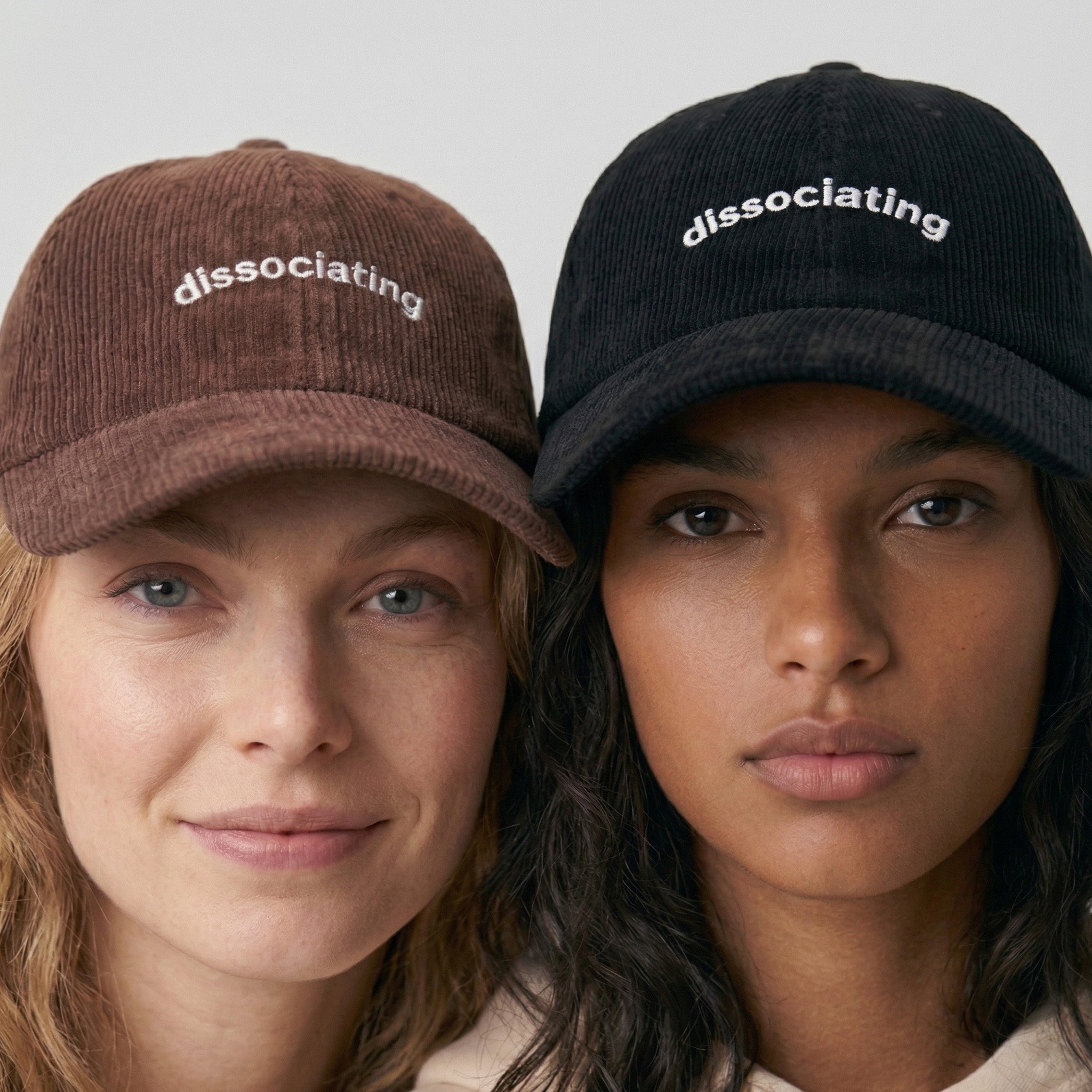 dissociating corduroy hat.